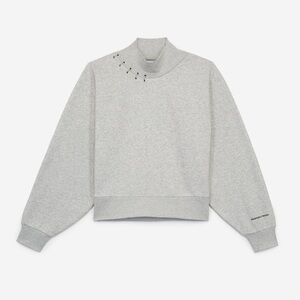 HIGH-NECK HEATHER GRAY SWEATSHIRT W/PIERCING